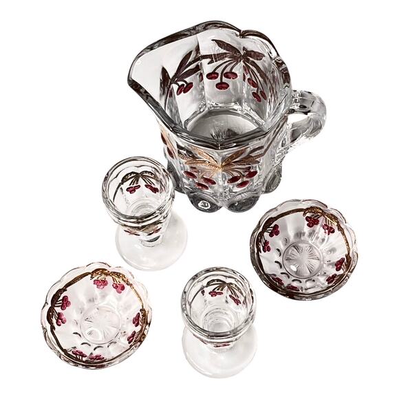 American Girl Samantha Mosser Glass PITCHER + GLASSES & BOWLS Victorian Lemonade - Picture 7 of 9